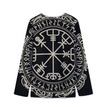 Viking Vegvisir Print Long Sleeve Short Coat