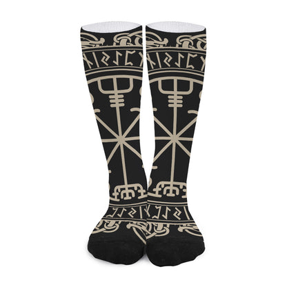 Viking Vegvisir Print Long Socks
