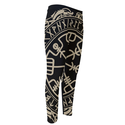 Viking Vegvisir Print Men's Compression Pants