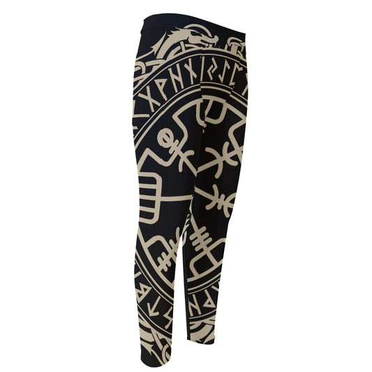 Viking Vegvisir Print Men's Compression Pants