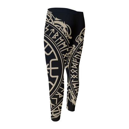 Viking Vegvisir Print Men's Compression Pants