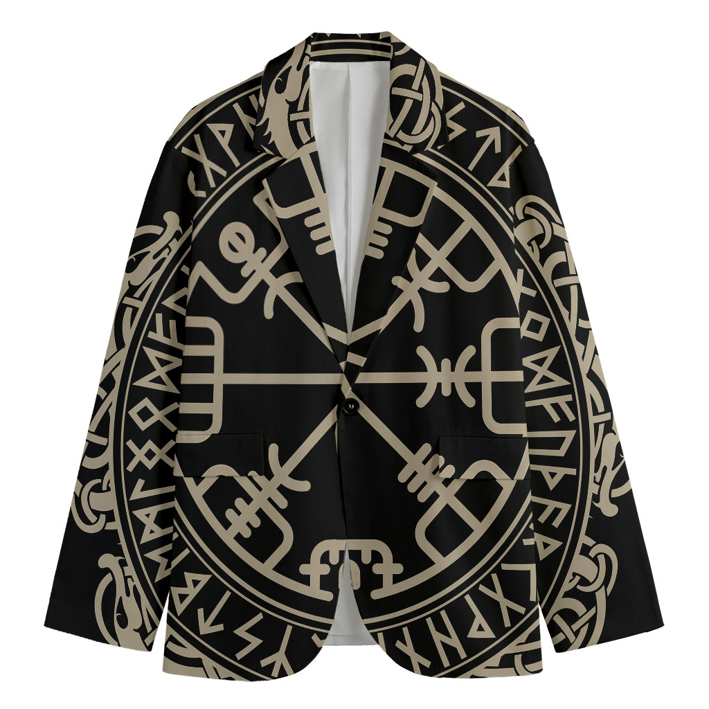 Viking Vegvisir Print Men's Cotton Blazer