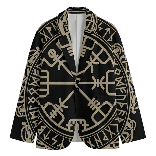 Viking Vegvisir Print Men's Cotton Blazer