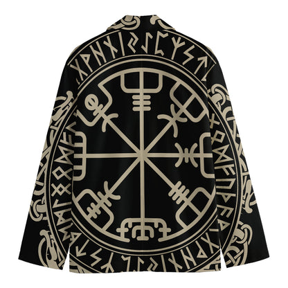 Viking Vegvisir Print Men's Cotton Blazer