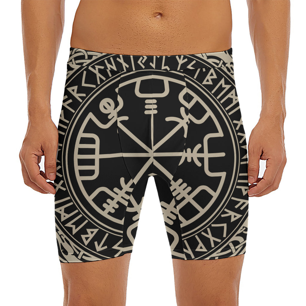 Viking Vegvisir Print Men's Long Boxer Briefs