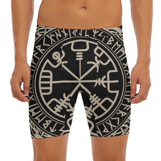 Viking Vegvisir Print Men's Long Boxer Briefs