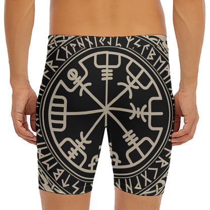 Viking Vegvisir Print Men's Long Boxer Briefs