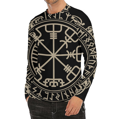 Viking Vegvisir Print Men's Long Sleeve Rash Guard