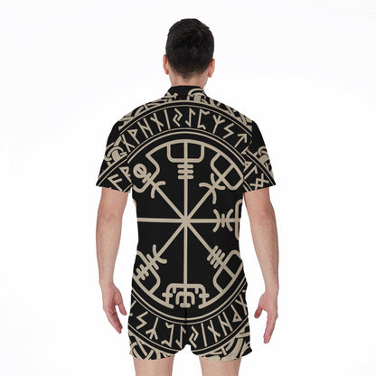 Viking Vegvisir Print Men's Rompers