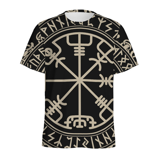 Viking Vegvisir Print Men's Sports T-Shirt