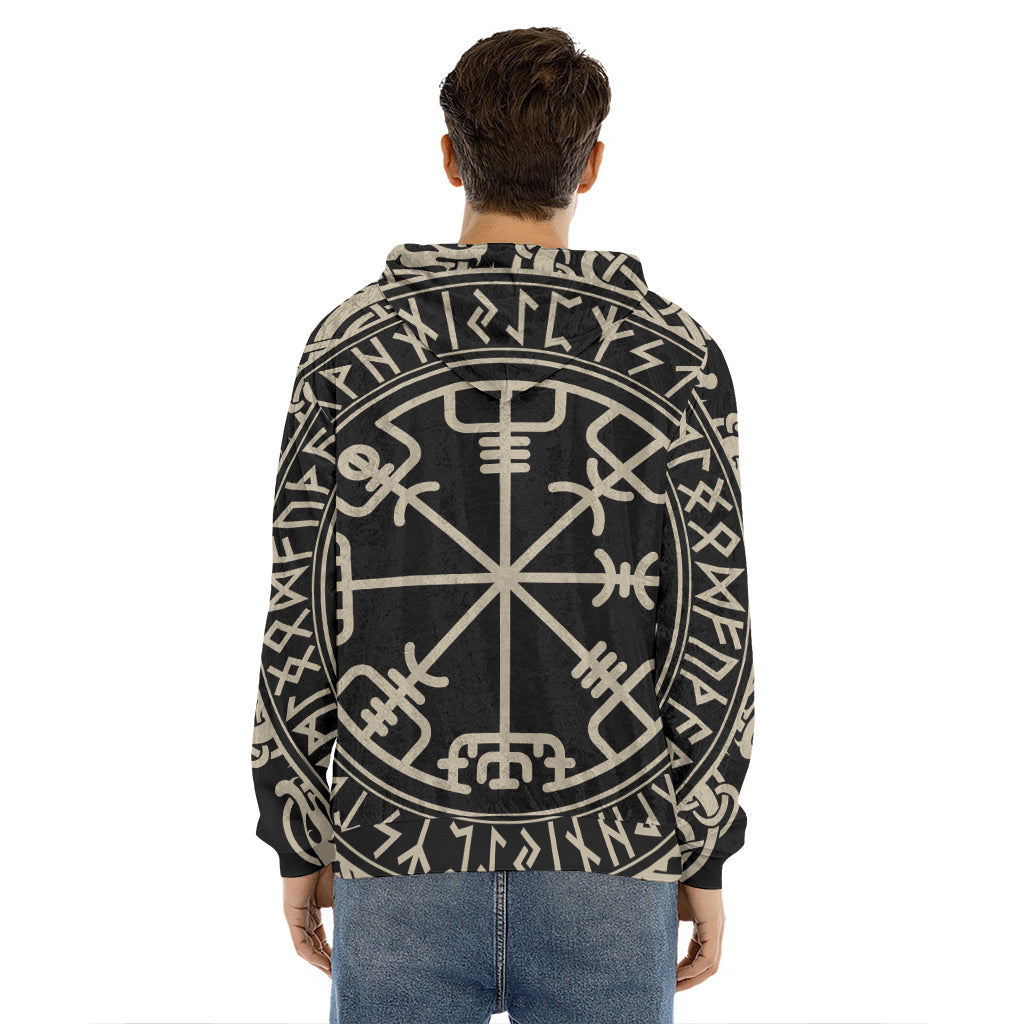Viking Vegvisir Print Men's Velvet Pullover Hoodie