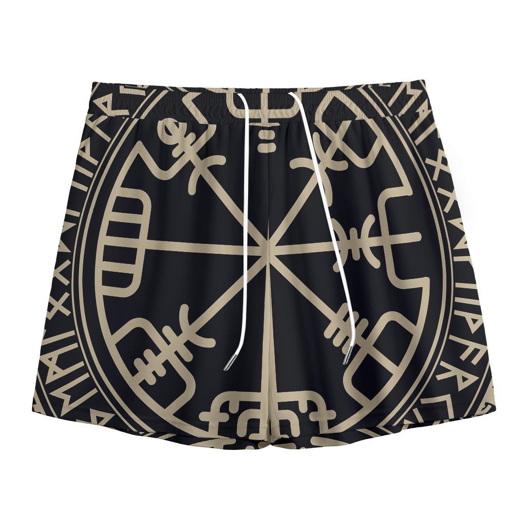 Viking Vegvisir Print Mesh Shorts