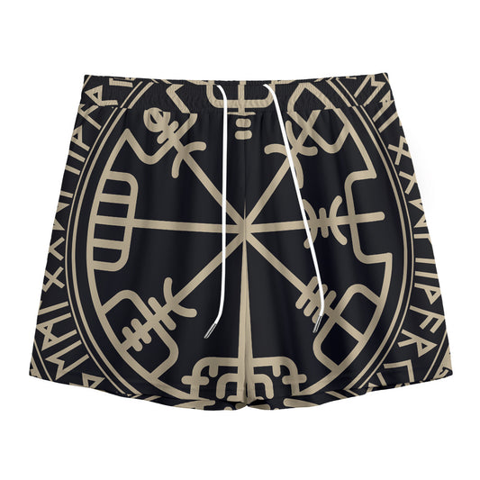 Viking Vegvisir Print Mesh Shorts