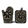 Viking Vegvisir Print Oven Mitt And Pot Holder Set