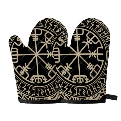 Viking Vegvisir Print Oven Mitts