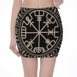 Viking Vegvisir Print Pencil Mini Skirt