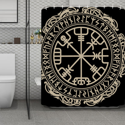 Viking Vegvisir Print Polyester Shower Curtain