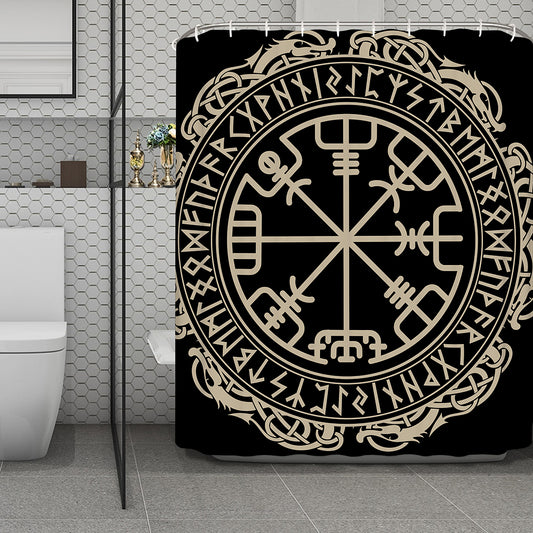 Viking Vegvisir Print Polyester Shower Curtain