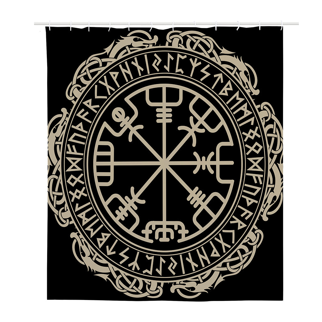 Viking Vegvisir Print Polyester Shower Curtain