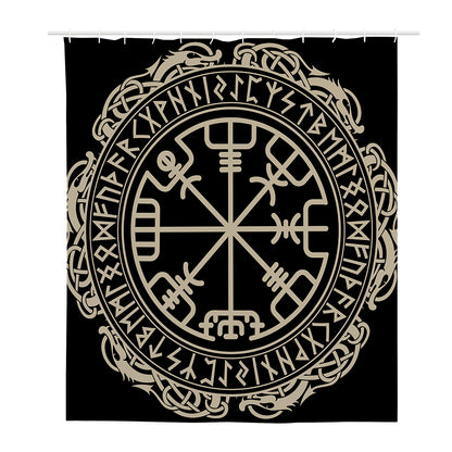 Viking Vegvisir Print Polyester Shower Curtain