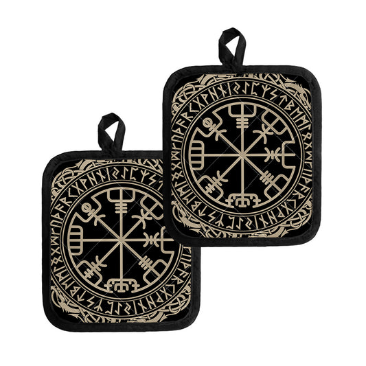 Viking Vegvisir Print Pot Holders