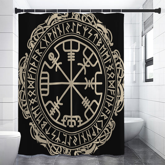 Viking Vegvisir Print Premium Shower Curtain