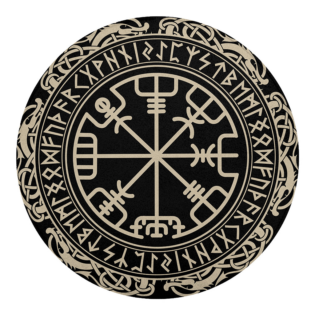 Viking Vegvisir Print Round Blanket