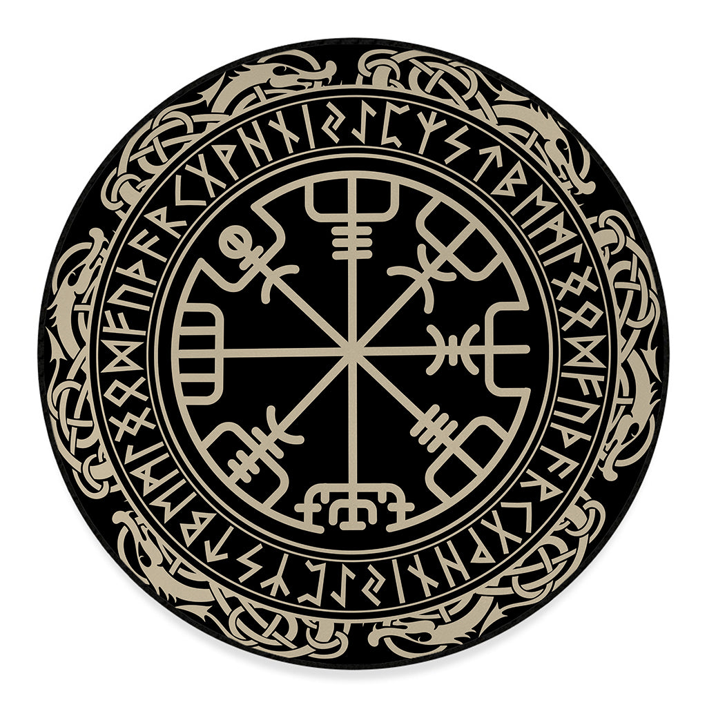 Viking Vegvisir Print Round Floor Mat