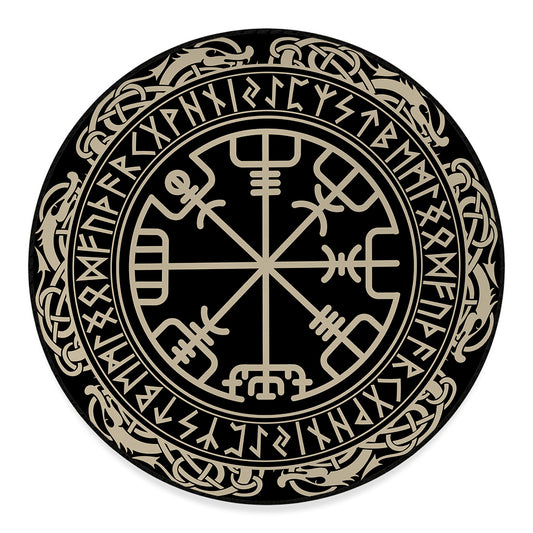 Viking Vegvisir Print Round Floor Mat