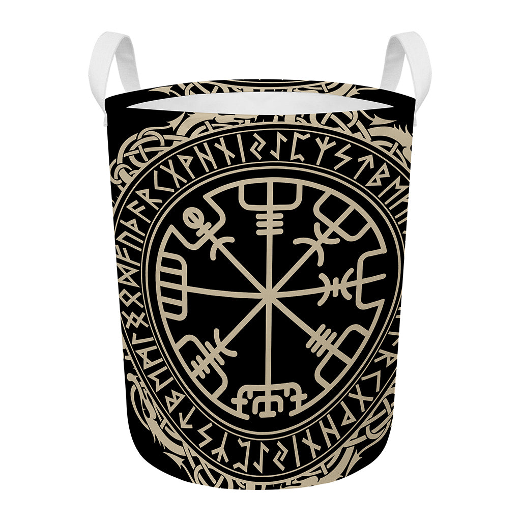Viking Vegvisir Print Round Laundry Basket