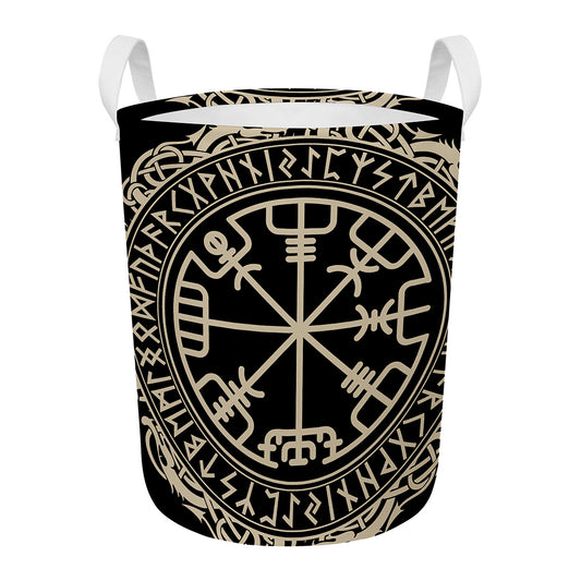 Viking Vegvisir Print Round Laundry Basket