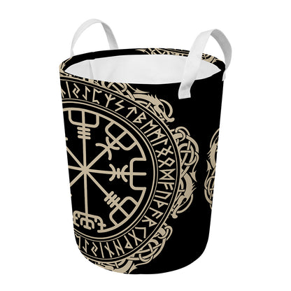 Viking Vegvisir Print Round Laundry Basket