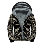Viking Vegvisir Print Sherpa Lined Zip Up Hoodie