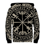 Viking Vegvisir Print Sherpa Lined Zip Up Hoodie