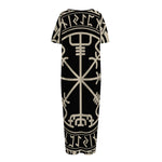 Viking Vegvisir Print Short Sleeve Long Nightdress