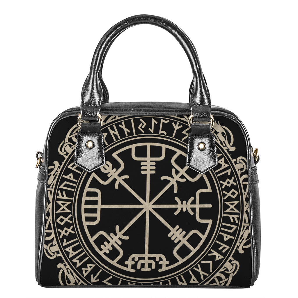 Viking Vegvisir Print Shoulder Handbag