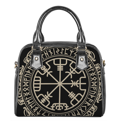 Viking Vegvisir Print Shoulder Handbag