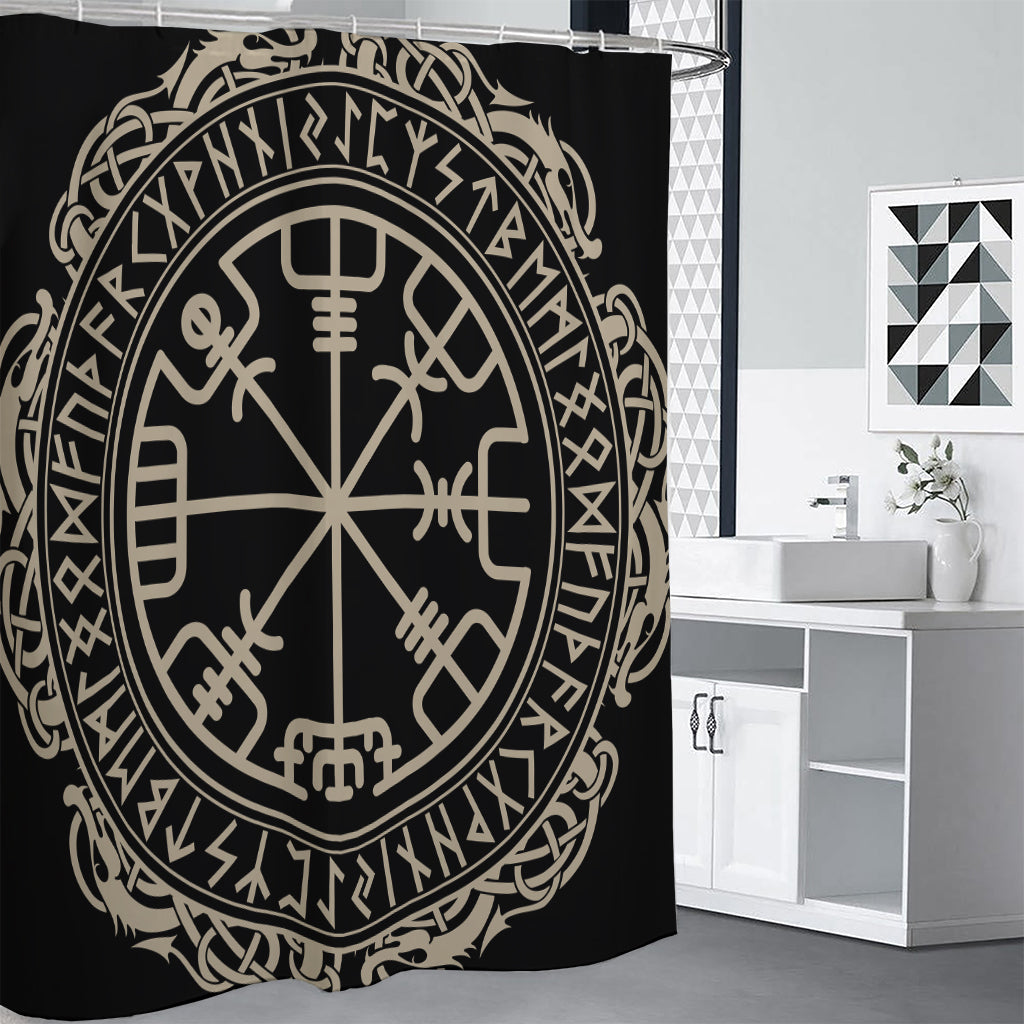 Viking Vegvisir Print Shower Curtain