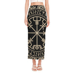 Viking Vegvisir Print Side Slit Maxi Skirt