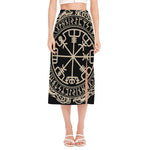 Viking Vegvisir Print Side Slit Midi Skirt