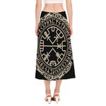 Viking Vegvisir Print Side Slit Midi Skirt