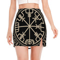Viking Vegvisir Print Side Slit Mini Skirt