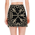 Viking Vegvisir Print Side Slit Mini Skirt