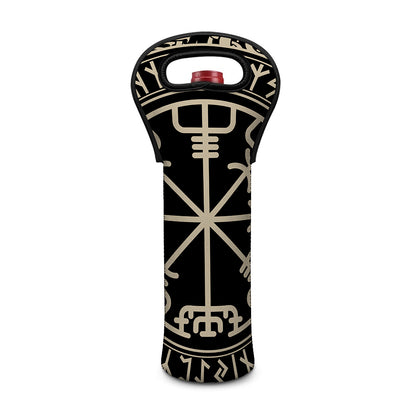 Viking Vegvisir Print Single Neoprene Wine Tote