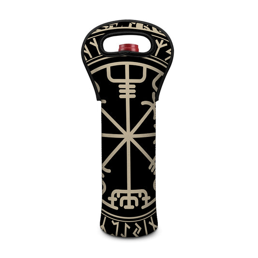 Viking Vegvisir Print Single Neoprene Wine Tote