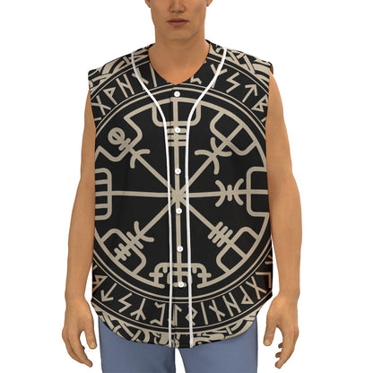 Viking Vegvisir Print Sleeveless Baseball Jersey