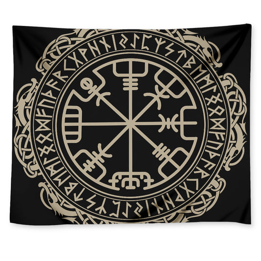 Viking Vegvisir Print Tapestry