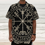 Viking Vegvisir Print Textured Short Sleeve Shirt