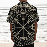 Viking Vegvisir Print Textured Short Sleeve Shirt