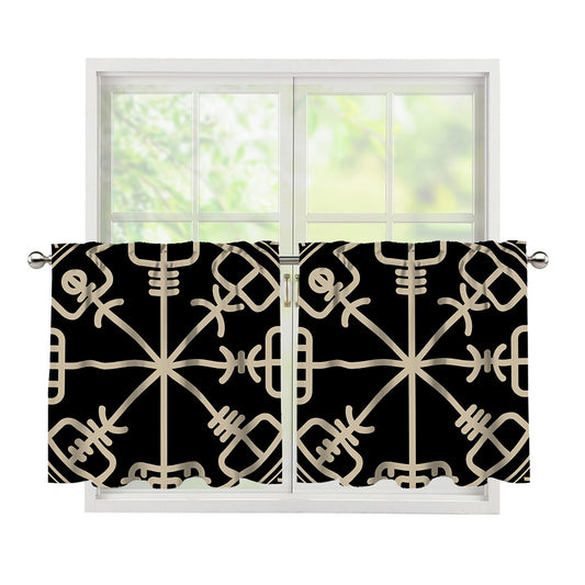 Viking Vegvisir Print Tier Curtains